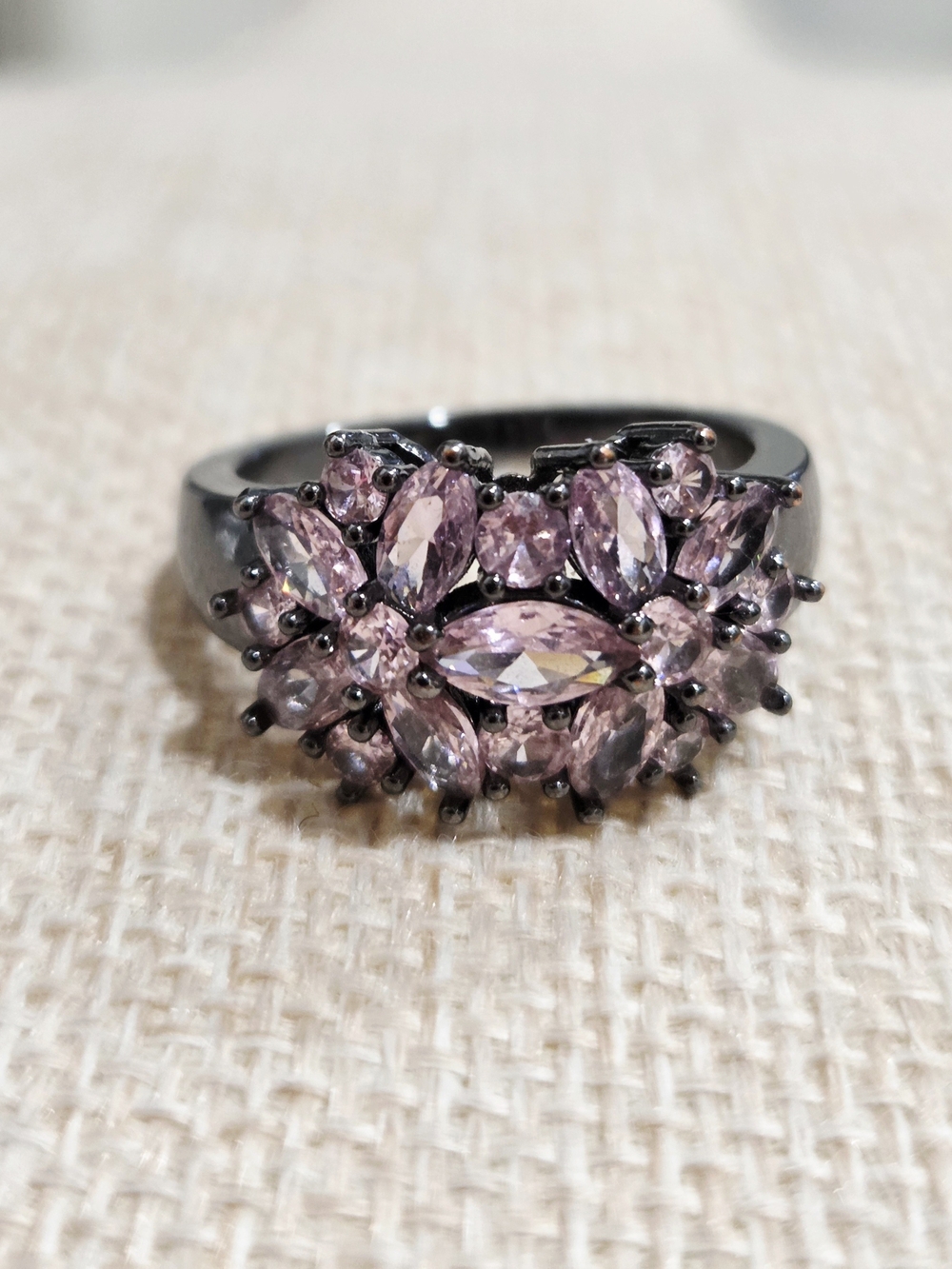 Pink Marquise Swarovski Cluster Crystal Ring~ Size 9.5